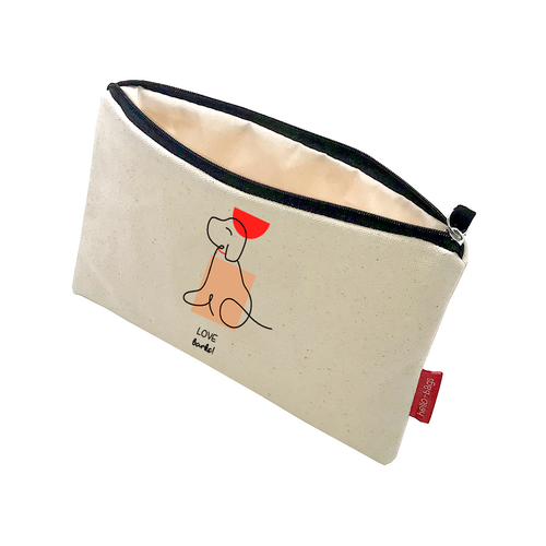 Beauty Case e Pochette Cotone «LOVE BARKS» 23 x 15,5 cm