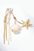 Charm Portachiavi Borsa con Conchiglie Beige Sintetico