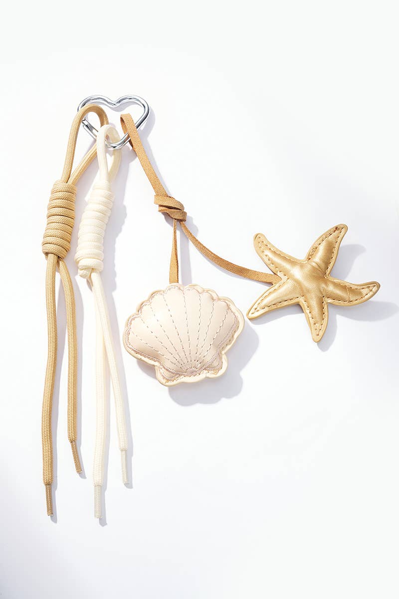 Charm e portachiavi per borsa con conchiglie PC43: Beige / Sintetico