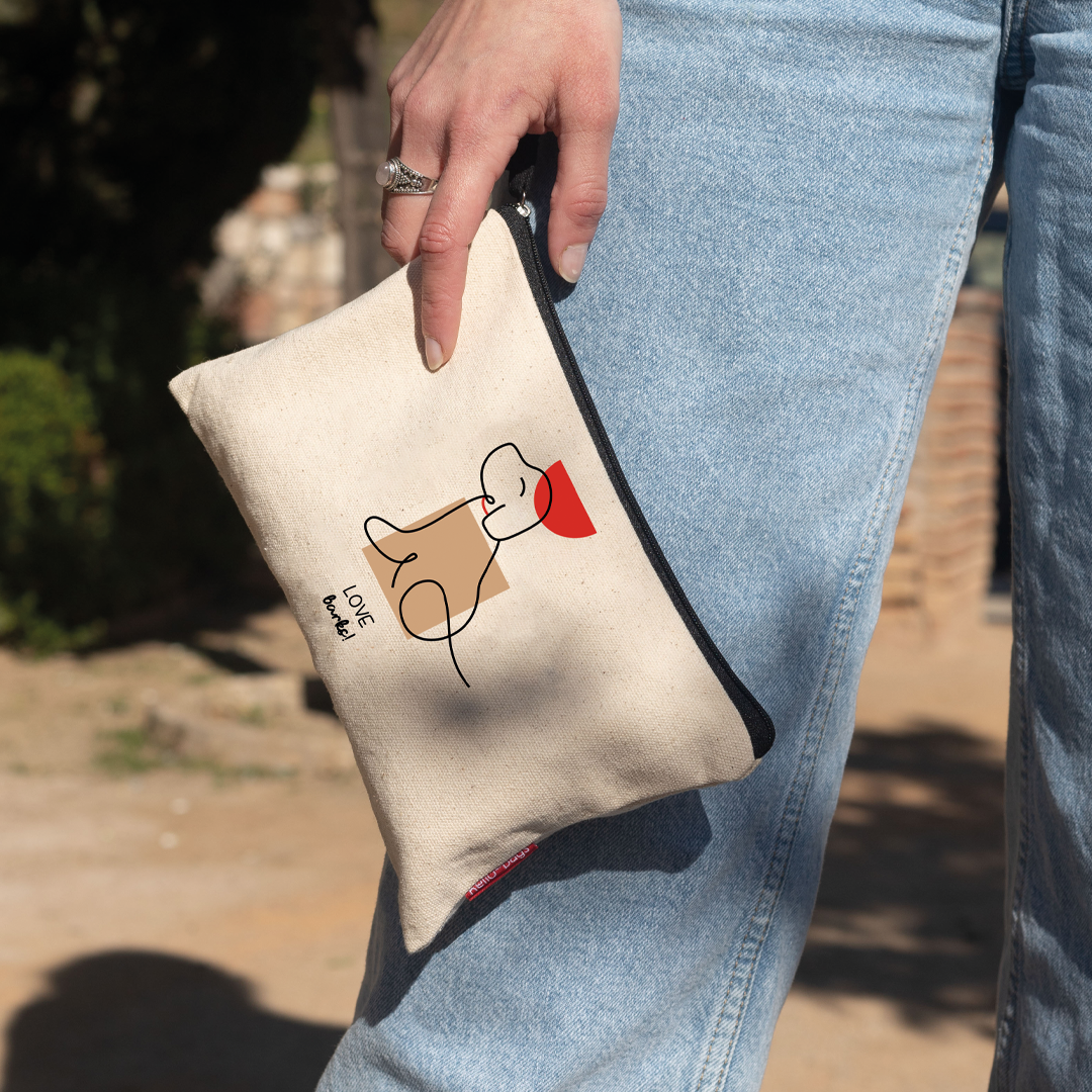 Beauty Case e Pochette Cotone «LOVE BARKS» 23 x 15,5 cm