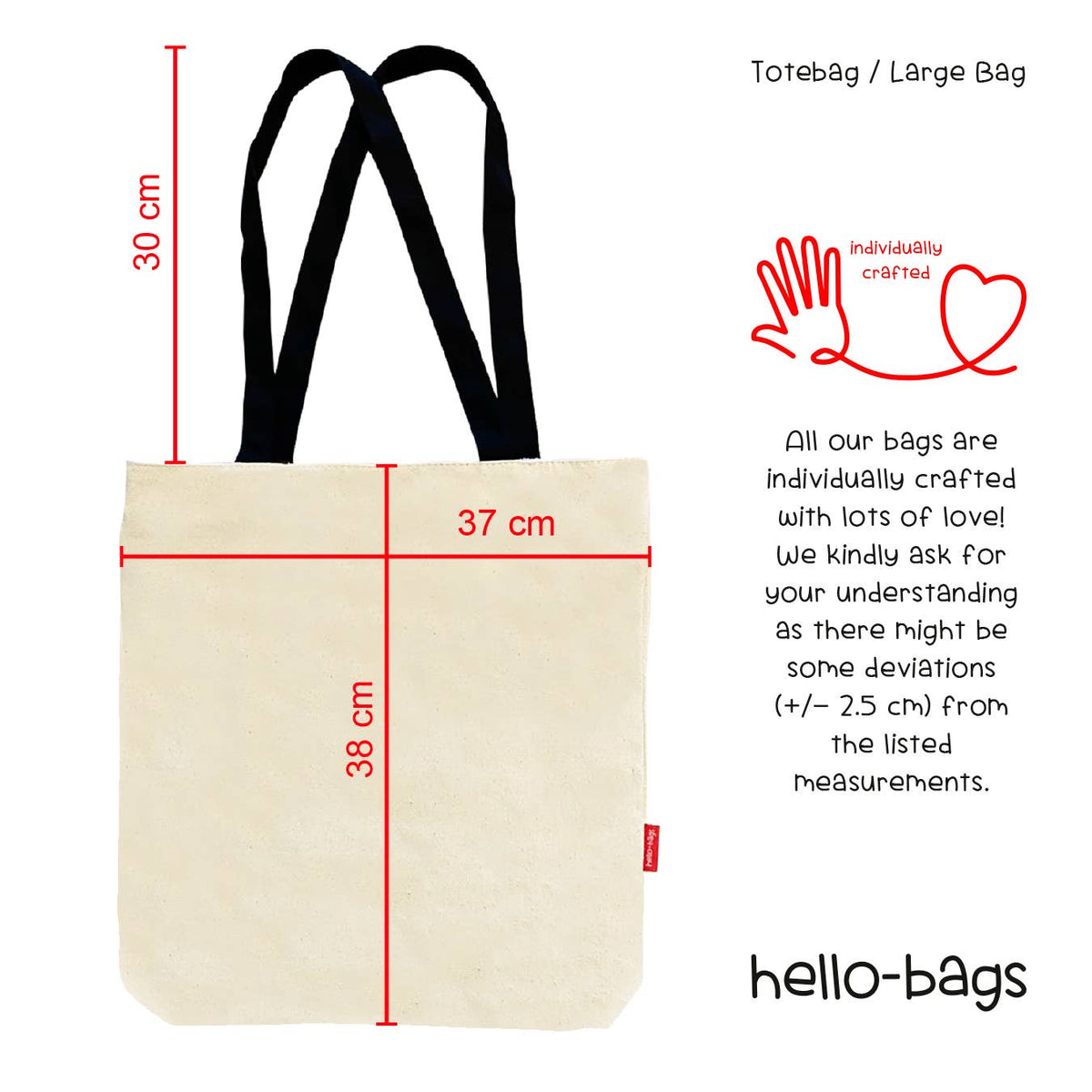 Tote Bag in Cotone «LOVE BARKS» con Cerniera e Tasca Interna