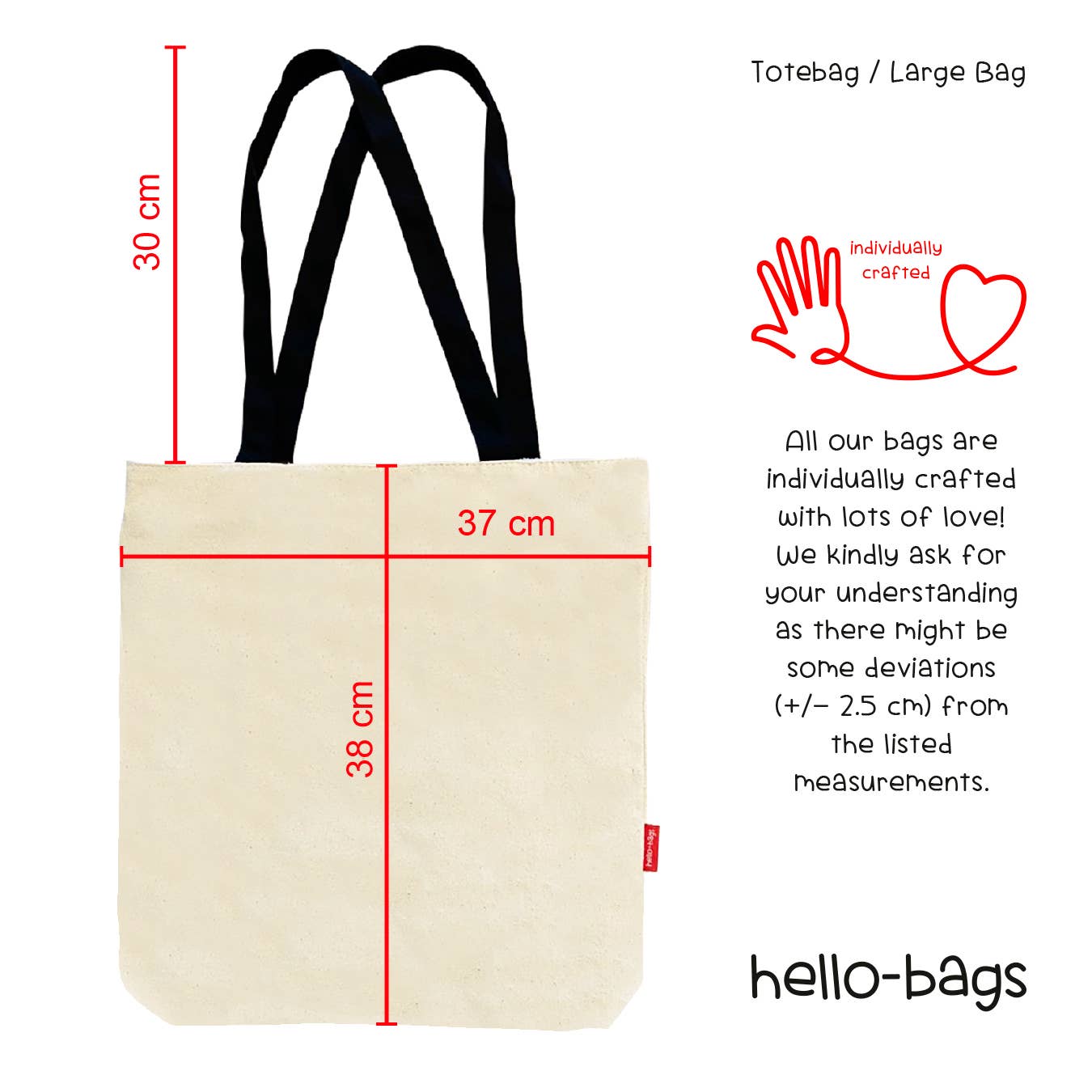 BORSA TOTE (BORSA DI TELA) «PLAYFUL»: Nero